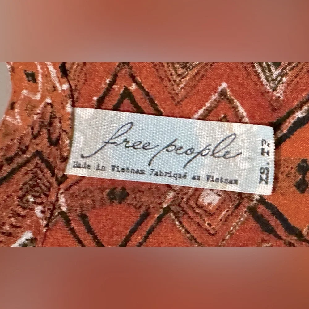 Free People Sundown Boho Babydoll Mini Dress Orange Combo ZB1